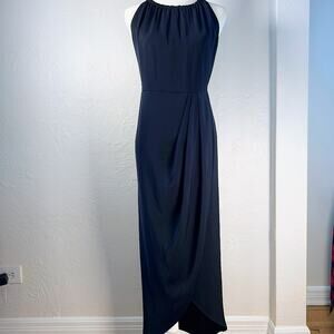 Shona Joy Annalise Halter Draped Navy Blue Dress Sz 10 Bridesmaids Wedding